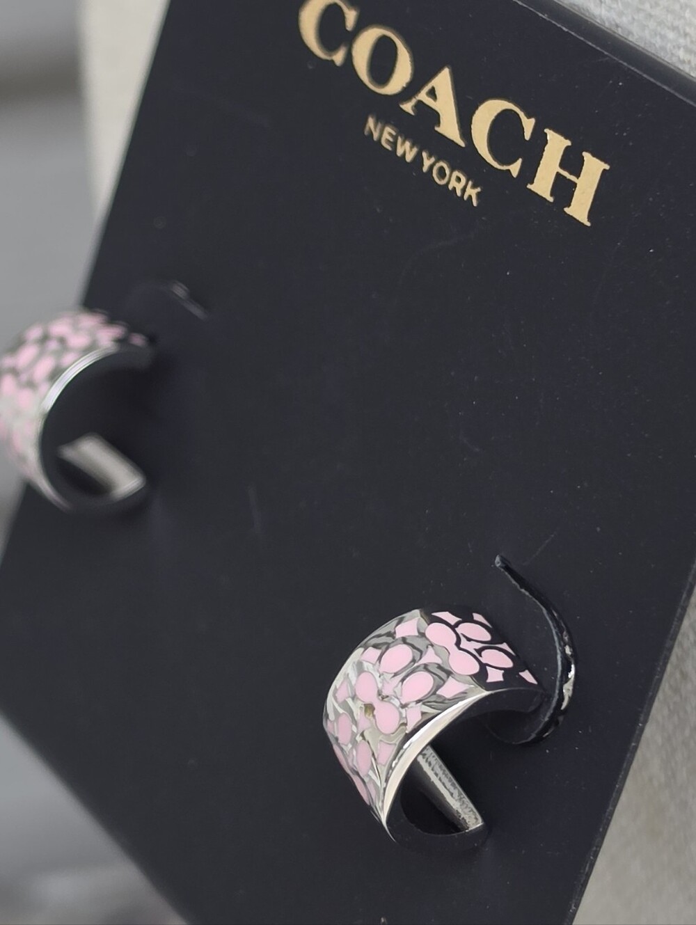 COACH Signature Enamel Huggie Earrings - Picture 4 of 6